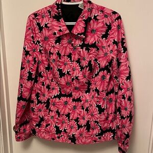 Laura Ashley Pink Floral Full Zip Jacket Size Medium